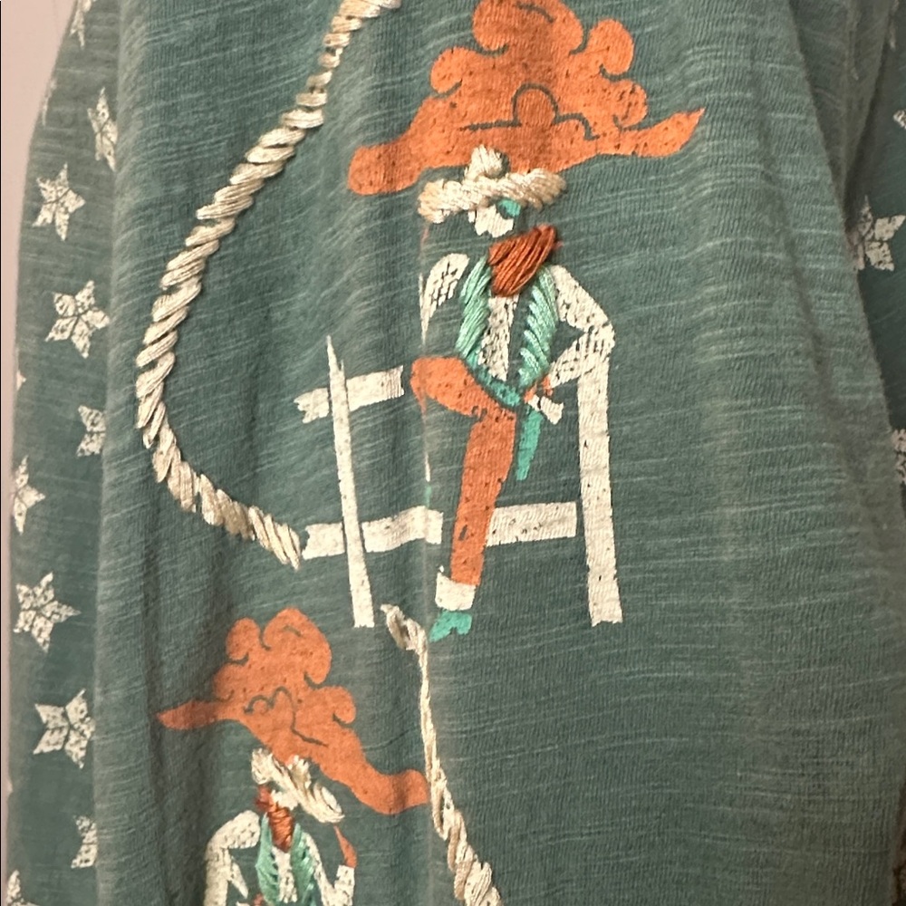 🐎 Double D Ranch Cowboys Up My Sleeve Top Boho Western Bohemian NWT Long Sleeve - Picture 9 of 13